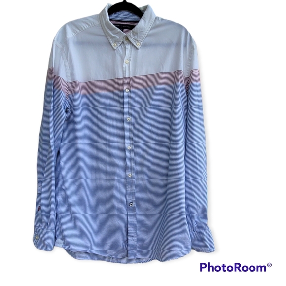 Tommy Hilfiger Men's XL Striped Regular Fit Long Sleeve Button Up Shirt. - Picture 2 of 7